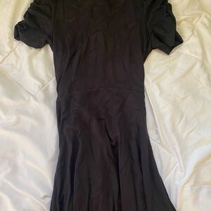 LOFT Black Sheath Dress Puff Sleeve Crew Neck